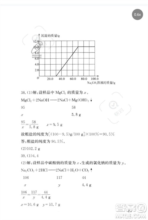 团结出版社2023剑指中考九年级化学通用版郴州专版参考答案