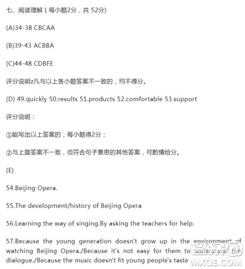 2023年山西中考百校联考四英语试题答案