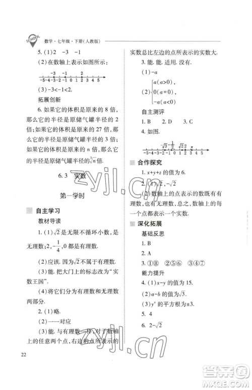 山西教育出版社2023新课程问题解决导学方案七年级下册数学人教版参考答案