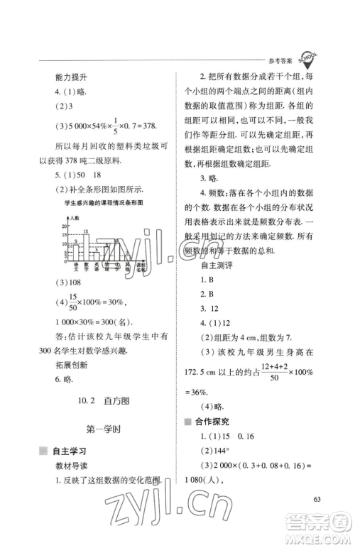 山西教育出版社2023新课程问题解决导学方案七年级下册数学人教版参考答案