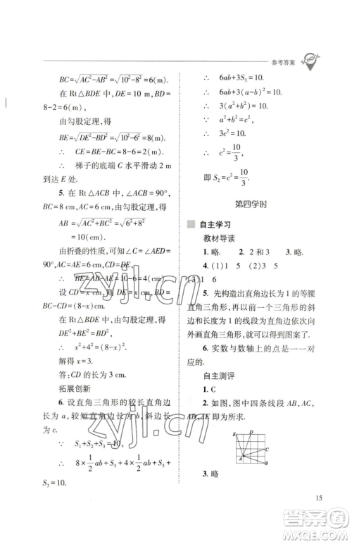 山西教育出版社2023新课程问题解决导学方案八年级下册数学人教版参考答案