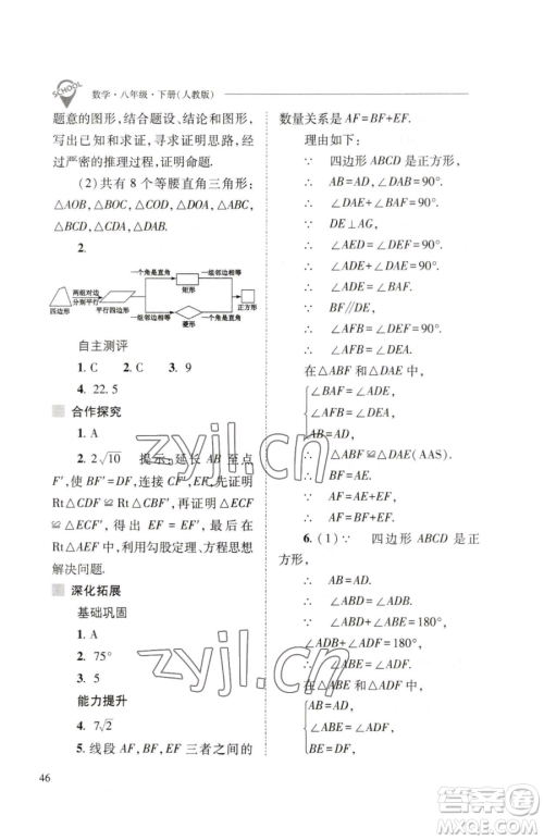 山西教育出版社2023新课程问题解决导学方案八年级下册数学人教版参考答案