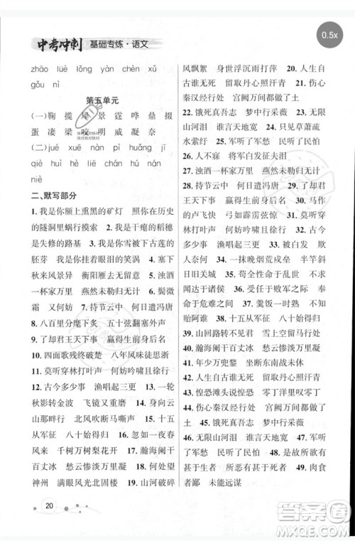 辽宁大学出版社2023年大连中考冲刺基础专练九年级语文通用版参考答案 辽宁大学出版社2023年大连中考冲刺基础专练九年级语文通用版参考答案