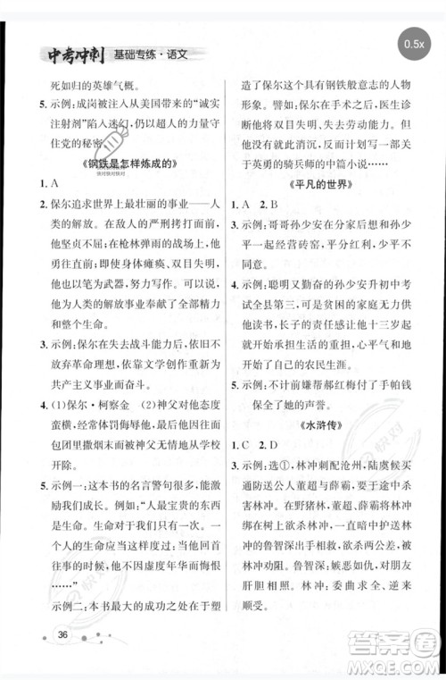 辽宁大学出版社2023年大连中考冲刺基础专练九年级语文通用版参考答案 辽宁大学出版社2023年大连中考冲刺基础专练九年级语文通用版参考答案
