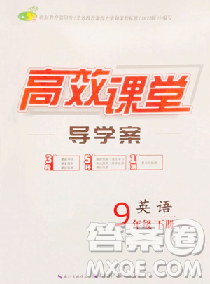 湖北科学技术出版社2023高效课堂导学案九年级下册英语人教版参考答案