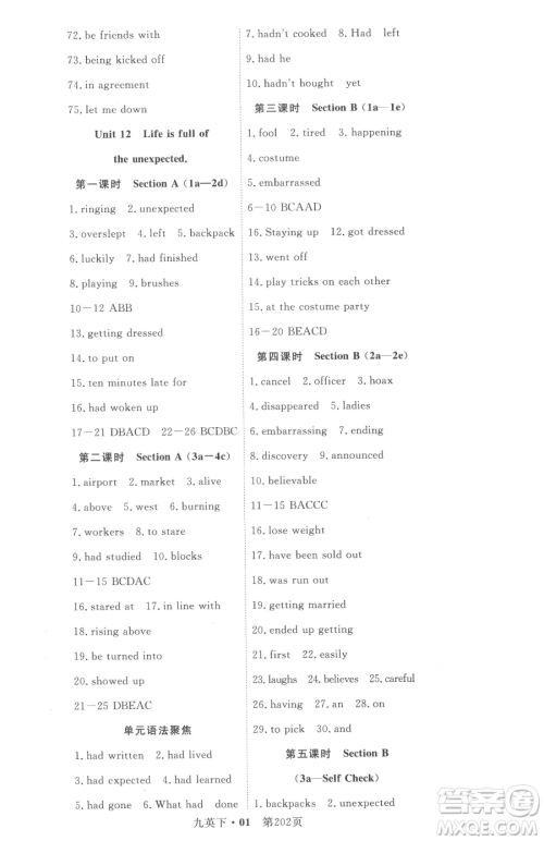 湖北科学技术出版社2023高效课堂导学案九年级下册英语人教版参考答案
