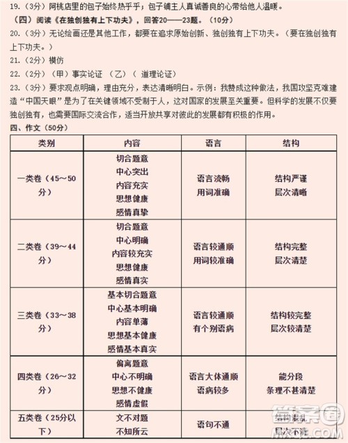 2023年哈尔香坊区中考三模语文试卷答案