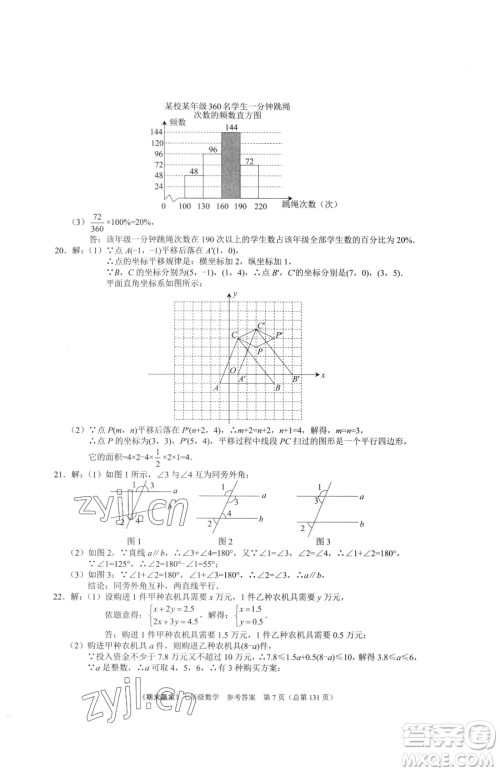 云南美术出版社2023期末赢家七年级下册数学人教版临沂专用参考答案
