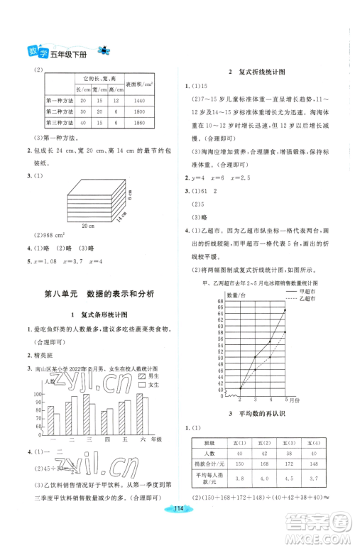 北京师范大学出版社2023课堂精练五年级下册数学北师大版双色版参考答案