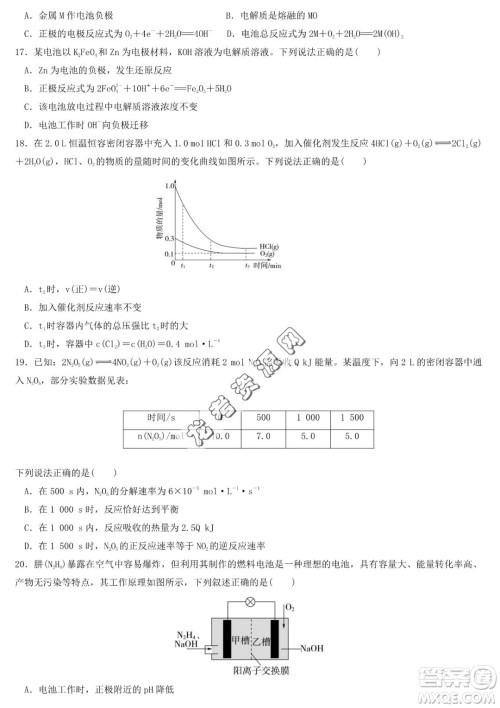 哈尔滨市第六中2022-2023学年高一下学期期中考试化学试卷答案