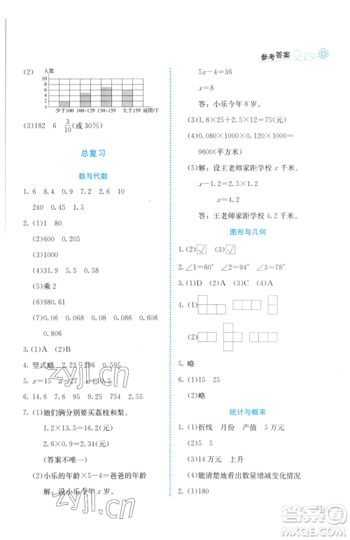 北京师范大学出版社2023课堂精练四年级下册数学北师大版福建专版参考答案