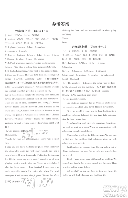 新疆青少年出版社2023升学锦囊九年级全一册英语泰安专版参考答案