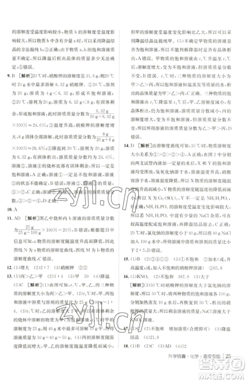 新疆青少年出版社2023升学锦囊九年级全一册化学泰安专版参考答案 新疆青少年出版社2023升学锦囊九年级全一册化学泰安专版参考答案