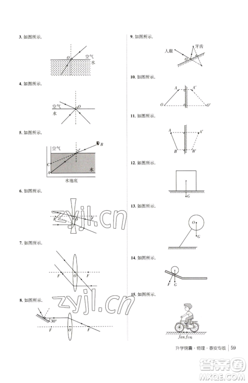 新疆青少年出版社2023升学锦囊九年级全一册物理泰安专版参考答案