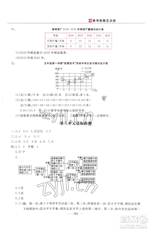 吉林教育出版社2023三维数字课堂五年级下册数学人教版参考答案