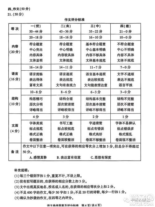 2023陕西中考语文试卷答案