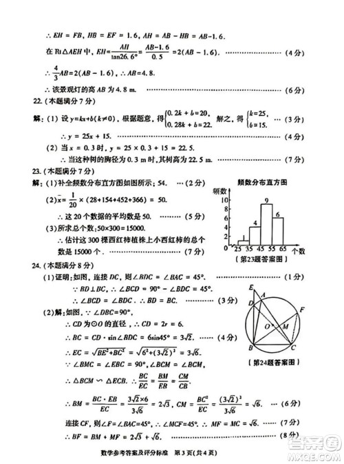 2023陕西中考数学试卷答案 2023陕西中考数学试卷答案
