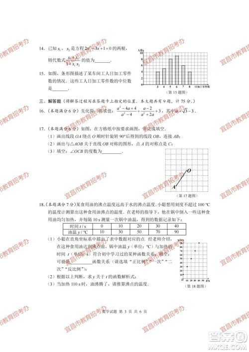 2023宜昌中考数学试卷真题答案