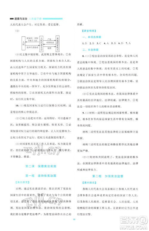 北京师范大学出版社2023课堂精练八年级下册道德与法治人教版江西专版参考答案 北京师范大学出版社2023课堂精练八年级下册道德与法治人教版江西专版参考答案