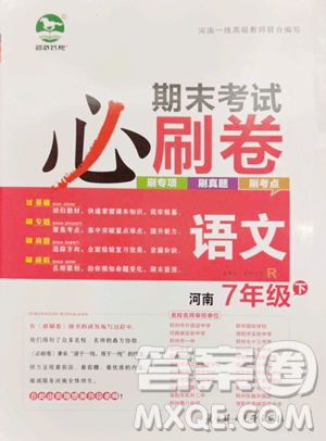 北方妇女儿童出版社2023期末考试必刷卷七年级下册语文人教版河南专版参考答案