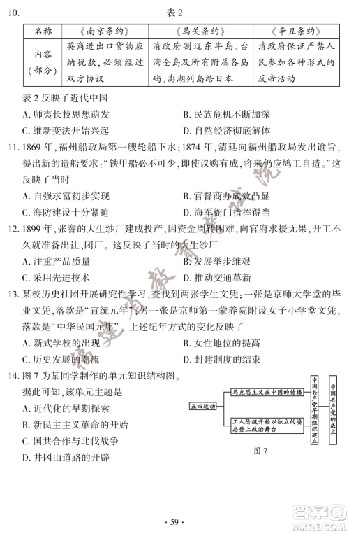 2023福建中考历史真题答案