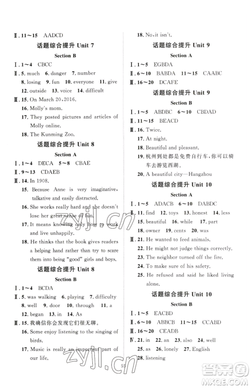 延边教育出版社2023优+学案课时通八年级下册英语人教版参考答案 延边教育出版社2023优+学案课时通八年级下册英语人教版参考答案