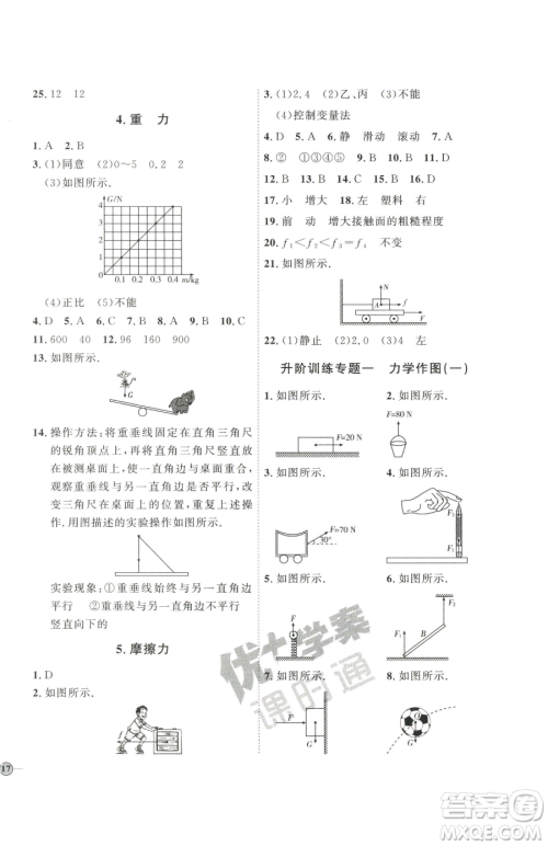 吉林教育出版社2023优+学案课时通八年级下册物理教科版参考答案 吉林教育出版社2023优+学案课时通八年级下册物理教科版参考答案