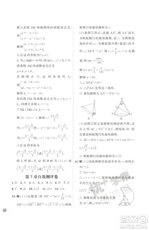 吉林教育出版社2023优+学案课时通九年级下册数学青岛版参考答案