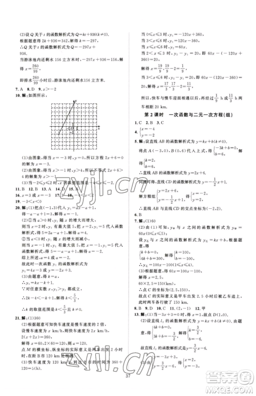 吉林教育出版社2023优+学案课时通八年级下册数学人教版参考答案