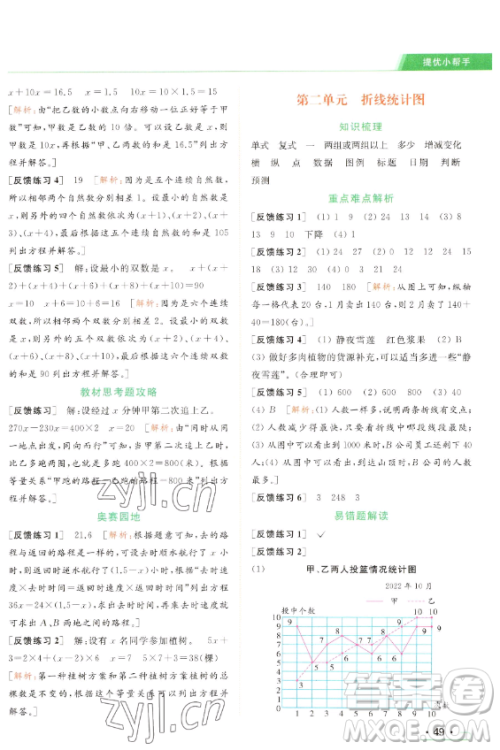 北京教育出版社2023亮点给力提优课时作业本五年级下册数学江苏版参考答案