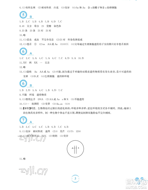 安徽教育出版社2023暑假作业八年级生物学人教版参考答案 安徽教育出版社2023暑假作业八年级生物学人教版参考答案