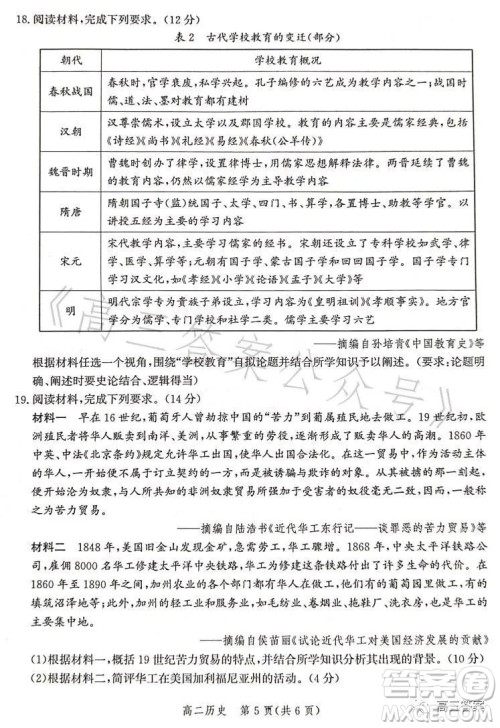 沧州市2023学年高二下学期期末教学质量监测历史试卷答案 沧州市2023学年高二下学期期末教学质量监测历史试卷答案