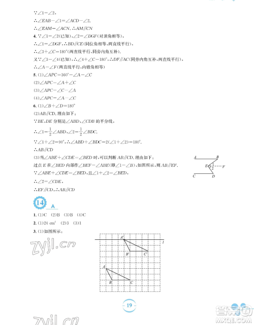 安徽教育出版社2023暑假作业七年级数学通用版S参考答案