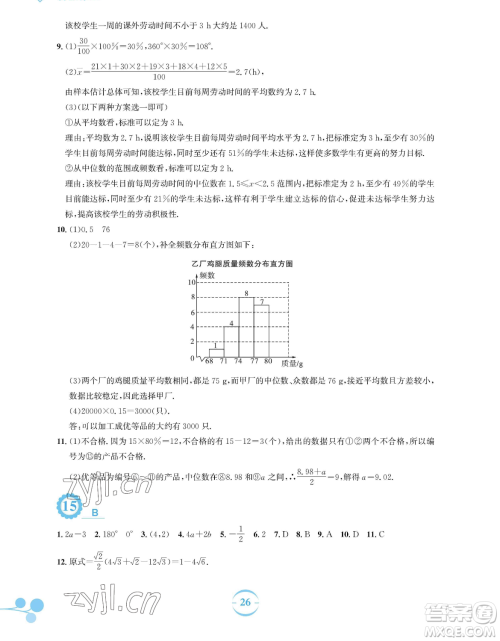 安徽教育出版社2023暑假作业八年级数学通用版S参考答案