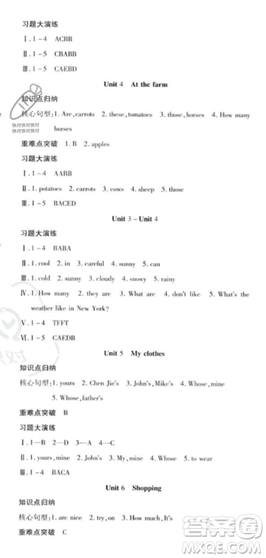黄山书社2023智趣暑假温故知新四年级英语人教版参考答案