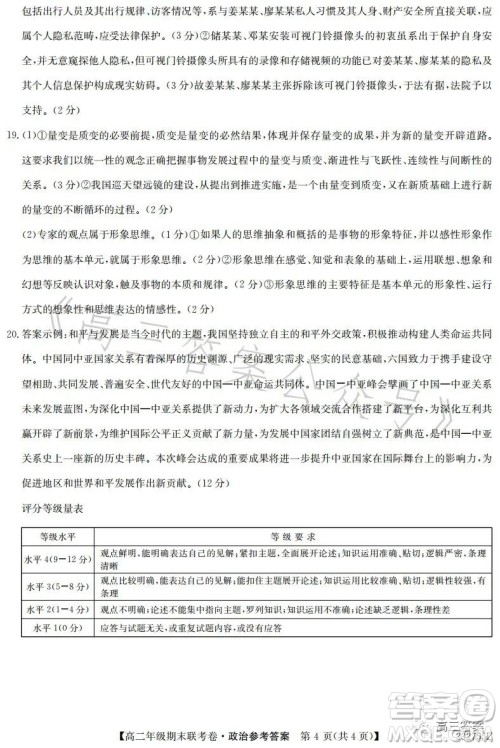 辽宁2023高二下学期期末联考卷232755Z政治试卷答案