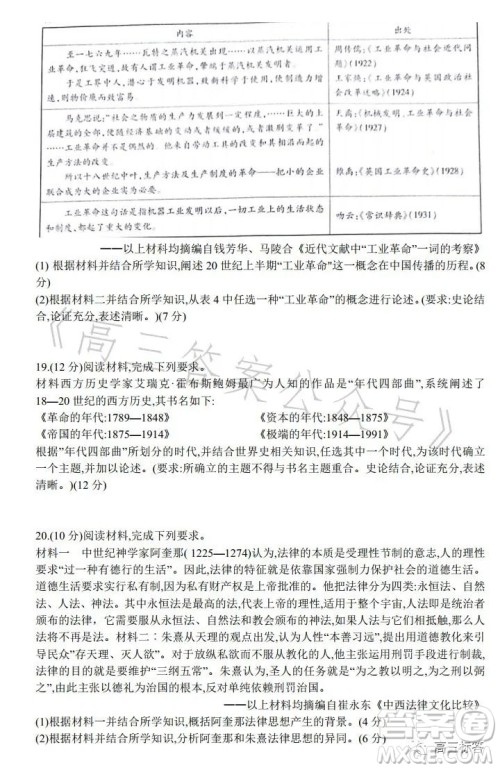 甘肃五市2023年高二第二学期期末学业质量监测卷历史试卷答案 甘肃五市2023年高二第二学期期末学业质量监测卷历史试卷答案