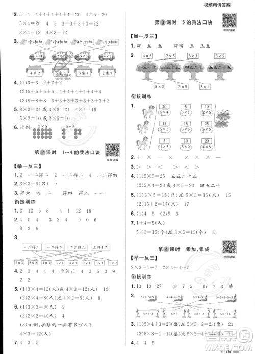 江西教育出版社2023阳光同学暑假衔接1升2数学苏教版答案