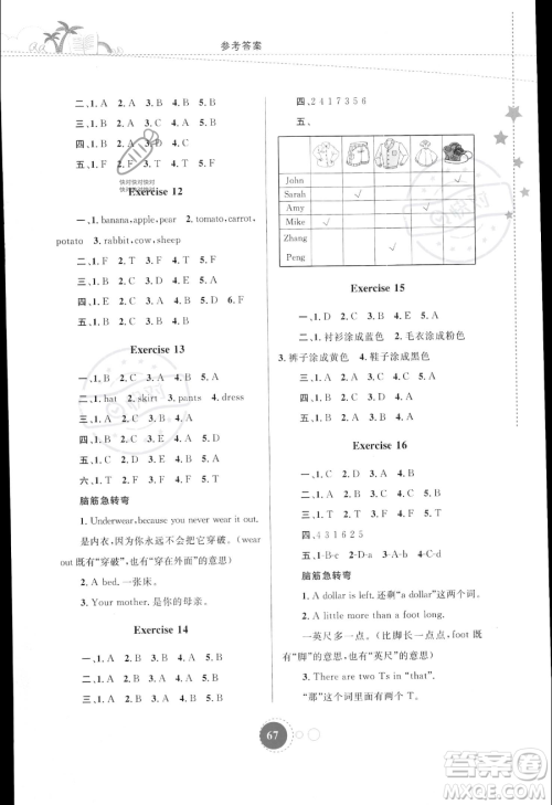 内蒙古教育出版社2023年暑假作业四年级英语通用版答案