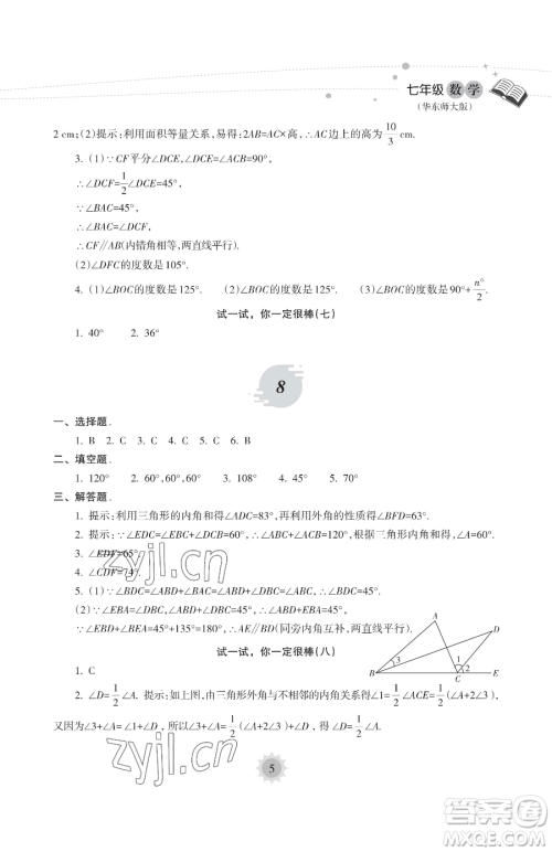 海南出版社2023年暑假乐园七年级数学华师大版答案