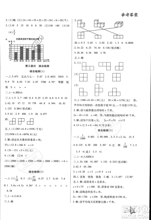 河北科学技术出版社2023年轻松总复习暑假作业四年级数学北师大版答案