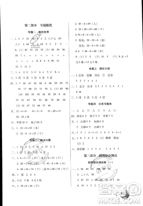 云南美术出版社2023年本土好学生暑假总复习一年级数学人教版答案 云南美术出版社2023年本土好学生暑假总复习一年级数学人教版答案