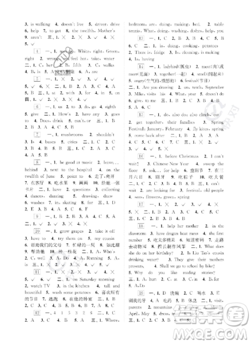 江苏凤凰科学技术出版社2023年快乐过暑假五年级合订本苏教版答案