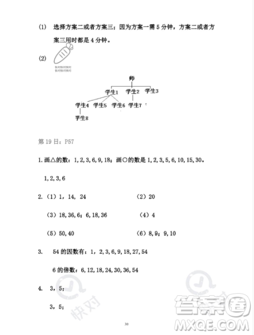 安徽少年儿童出版社2023年暑假作业五年级数学人教版答案