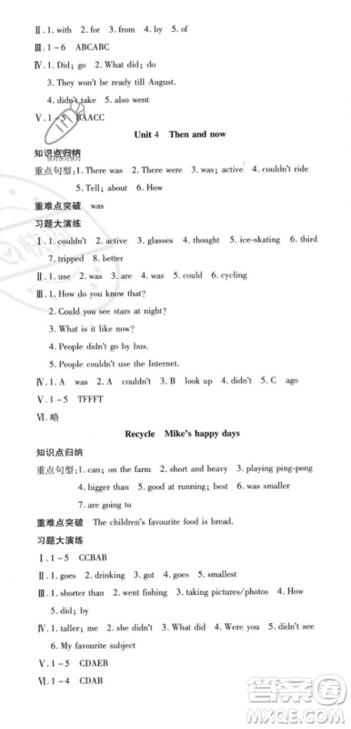 黄山书社2023年智趣暑假温故知新六年级英语通用版答案