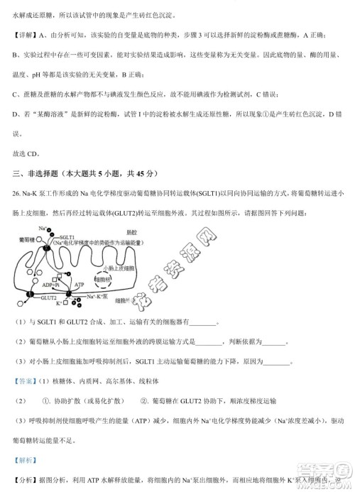 大庆实验中学2022-2023学年高二下学期期末考试生物试题答案