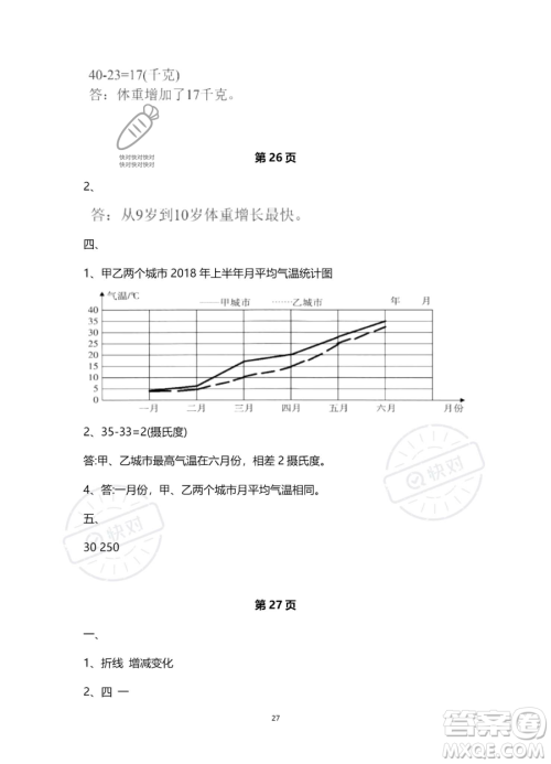南方出版社2023年暑假作业五年级数学通用版答案