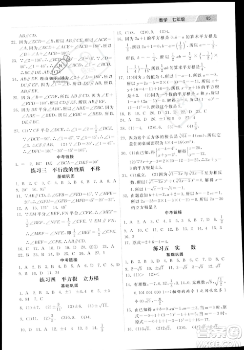 河北美术出版社2023年暑假生活七年级数学通用版答案