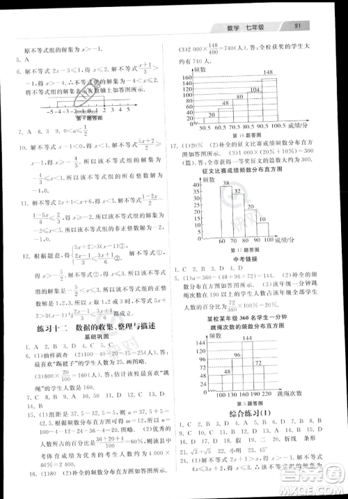 河北美术出版社2023年暑假生活七年级数学通用版答案