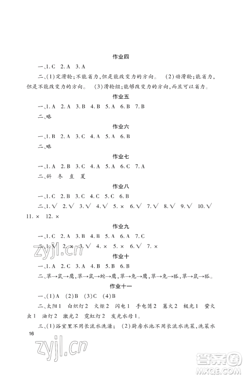 湖南少年儿童出版社2023年暑假生活五年级合订本通用版答案